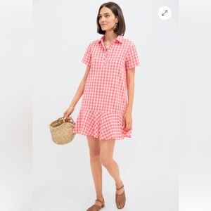 Tuckernuck orange and pink gingham dress size large